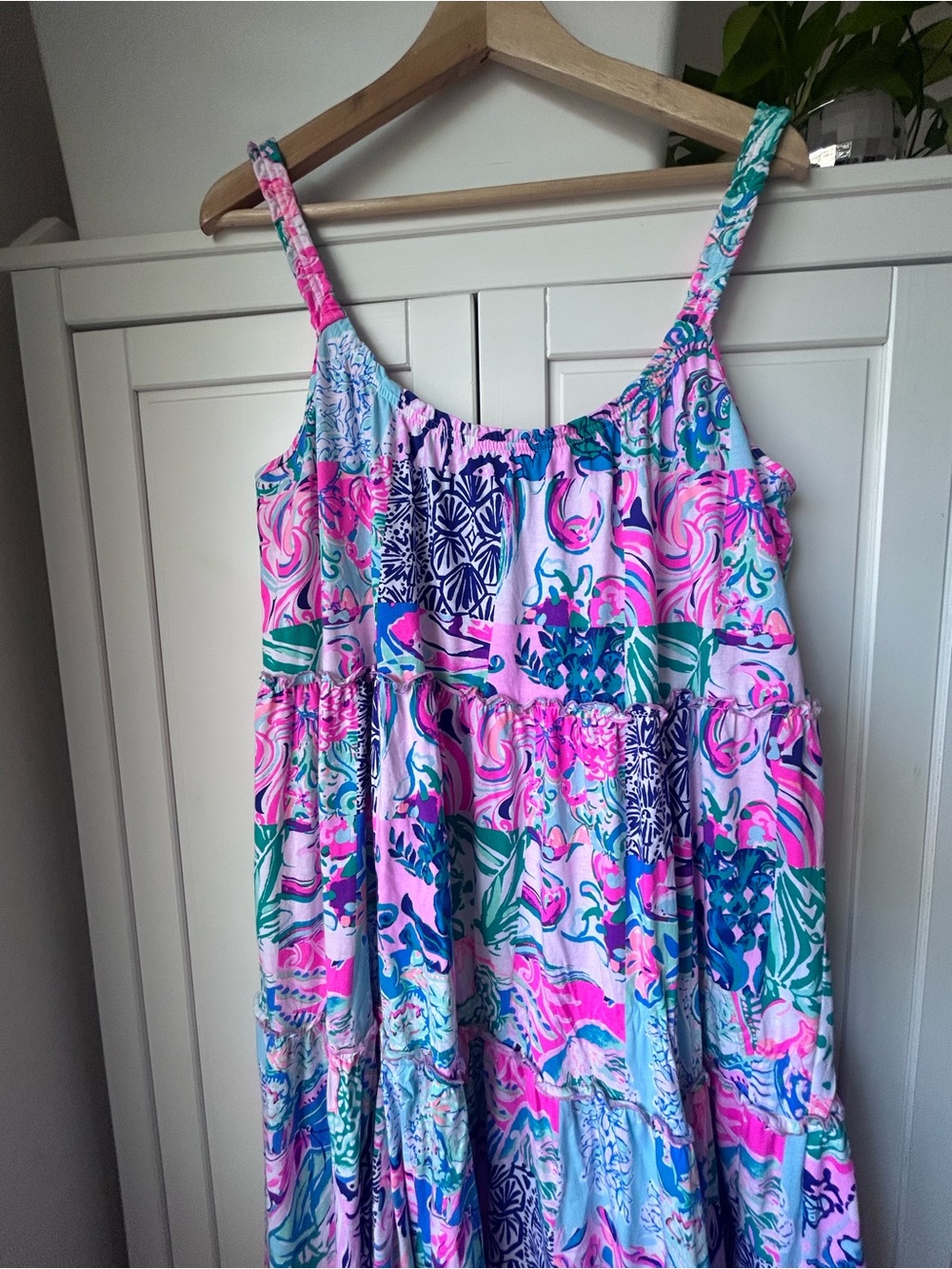 Lilly Pulitzer Pink, Turquoise & Purple Printed Patchwork Dress - Picture 2 of 5